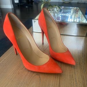 Christian Louboutin pigalle follies 100 suede papaya